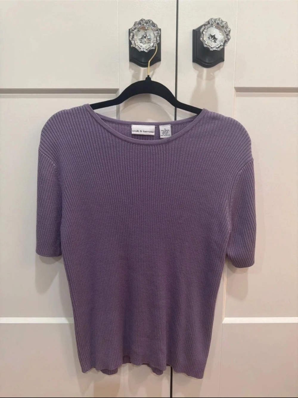 Ribbed Short-Sleeve Crew Sweater Lavender Purple Lorelei Gilmore vibes